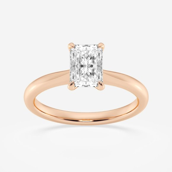 1 ctw Radiant Lab Grown Diamond Petite Solitaire Engagement Ring - Picture 5 of 6